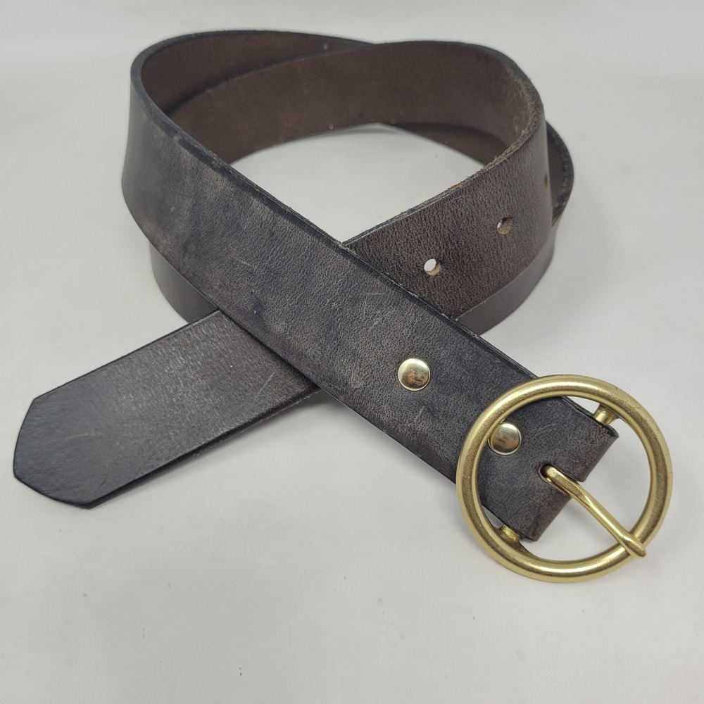 American Bench Craft Belt 42 Brown Leather Round Buckle USA Union Made Work